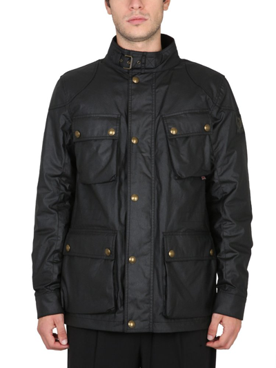 Belstaff Fieldmaster Single-breasted Waxed Jacket In Black