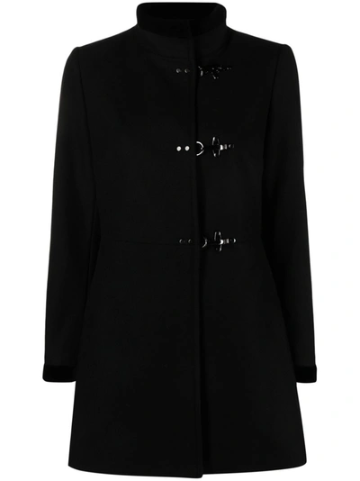 Fay Three-hook Virgin Wool Coat In Black
