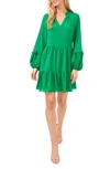 Cece Clip Dot Ruffle Long Sleeve Shift Dress In Lush Green