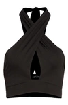 Naked Wardrobe Crossover Halter Crop Top In Black