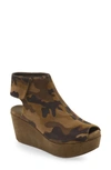Chocolat Blu Cutout Wedge Sandal In Military Suede