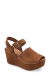 Chocolat Blu Wagga Platform Wedge Sandal In Brown Suede