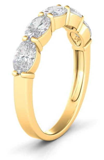 Hautecarat Oval Lab Created Diamond Half Eternity Ring In 1.08 Ctw Yellow Gold