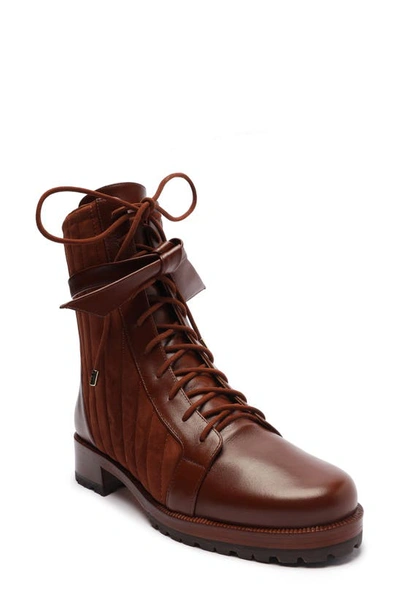 Alexandre Birman Clarita Quilted Combat Boot In Rum