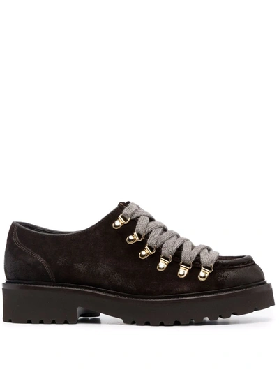 Doucal's Suede Lace-up Shoes In Dark Brown