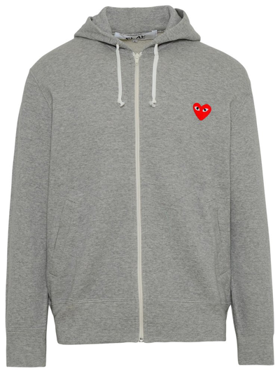 Comme Des Garçons Play Pixel Heart Patch Zipped Hoodie In Multi-colored