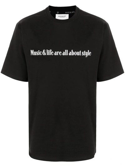 Bape Black *a Bathing Ape® Slogan Print T-shirt In Schwarz