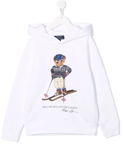 Polo Ralph Lauren Logo Print Pullover Hoodie In 白色
