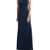 After Six High-neck Open-back Maxi Dress With Scarf Tie In Blue
