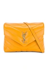 Saint Laurent Loulou Toy Ysl Matelasse Calfskin Envelope Crossbody Bag In Cheddar