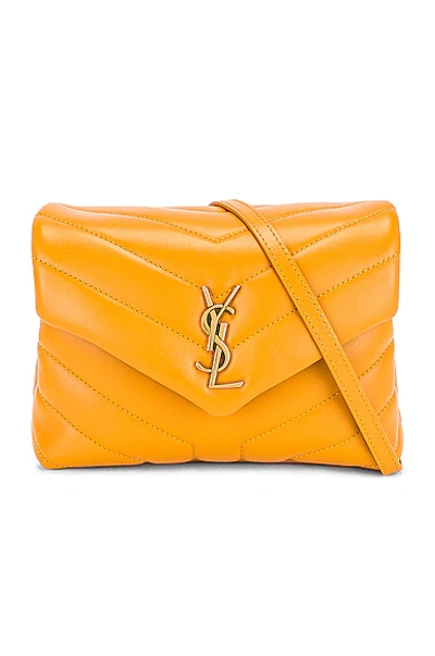 Saint Laurent Loulou Toy Ysl Matelasse Calfskin Envelope Crossbody Bag In Cheddar