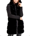 Via Spiga Women's Grooved Hooded Faux-fur Vest In Black