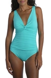 La Blanca Twist-front One-piece Swimsuit Women's Swimsuit In Aquamarine