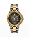 Versace Sport Tech Two-tone Chronograph Bracelet Watch In Black/gold