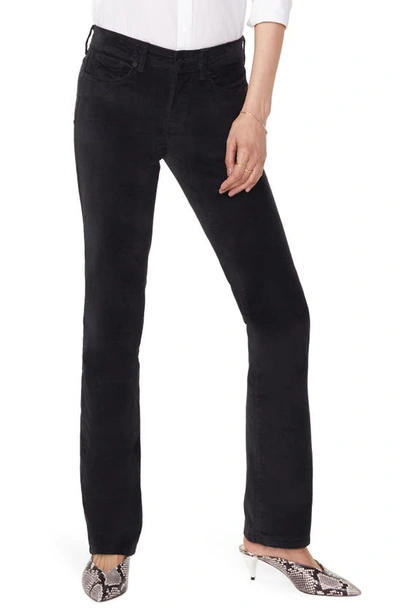 Nydj Marilyn Velveteen High Rise Straight Leg Trousers In Black