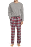 Ugg Men's Steiner Pajama Set Gift Box In Grey Heather / Red Plaid