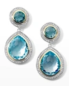 Ippolita 18k Yellow Gold & Sterling Silver Chimera Rock Candy Blue Topaz & Diamond Halo Drop Earrings