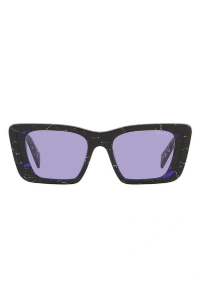 Prada Marble-effect Rectangle Frame Sunglasses In Marble Black