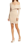 Bebe Asymmetrical Off The Shoulder Sweater Dress In Ivory