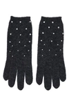 Carolyn Rowan Accessories Crystal Embellished Cashmere Gloves In Heaher Charcoal