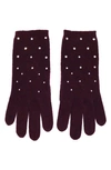 Carolyn Rowan Accessories Crystal Embellished Cashmere Gloves In Black Currant
