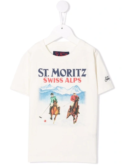 Mc2 Saint Barth Teen Cameron Polo Pony Short-sleeve T-shirt In White