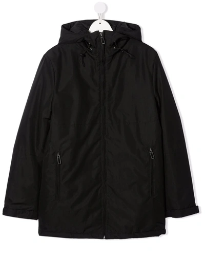 Paolo Pecora Teen Hooded Panelled Jacket In Black