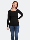 Majestic Soft Touch L/s Boatneck Merrow Finish In Black