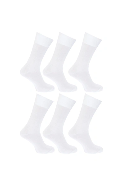 Floso Womens/ladies Plain 100% Cotton Socks (pack Of 6) (white)