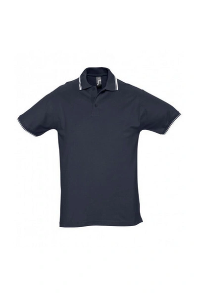 Sols Mens Practice Tipped Pique Short Sleeve Polo Shirt (navy/white) In Blue