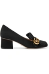 Gucci Fringed Logo-embellished Suede Pumps In Black Suede