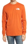 The North Face Long Sleeve Box Logo Tee In Burnt Ochre