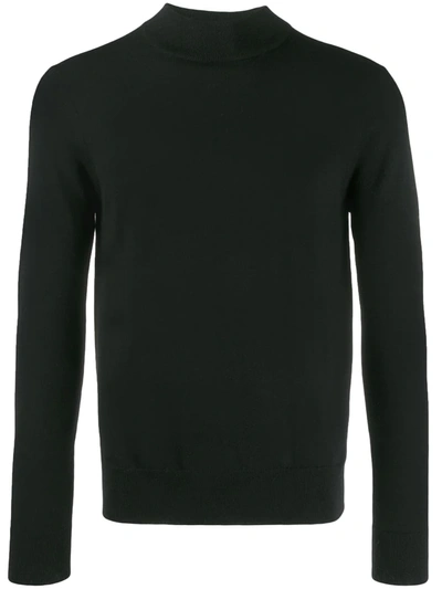 Sandro Mock-neck Wool Jumper In Black