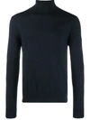 Sandro Roll-neck Wool Jumper In Blue