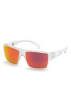 Adidas Originals 57mm Rectangular Sunglasses In White Brown Mirror