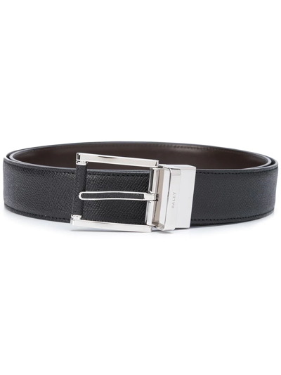 Bally Astor Grained Leather Belt In Schwarz
