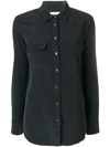 Equipment Black Signature Slim-fit Silk Shirt In True Black
