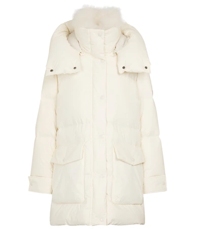 Yves Salomon Army Shearling-trimmed Down Coat In Limestone