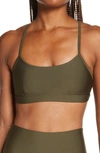 Alo Yoga Airlift Intrigue Low-impact Sports Bra In Dark Olive