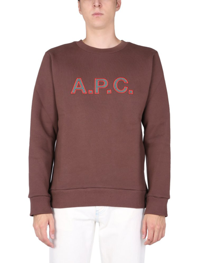 Apc Sweatshirt With Embroidered Logo In Brown