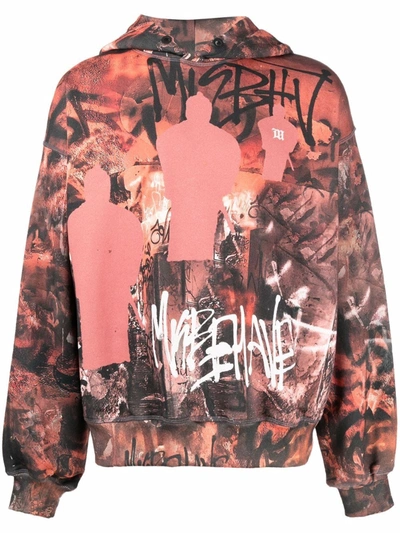 Misbhv Fight Club Hoodie Multicolor Cotton All-over Printed Hoodie In Black  | ModeSens
