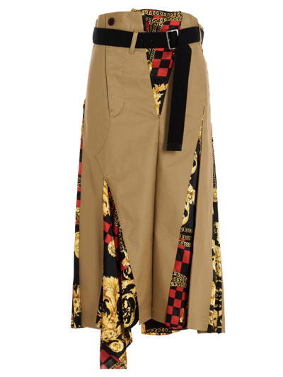 Junya Watanabe X Versace Spliced Panel-detail Asymmetric Skirt In Multicolor