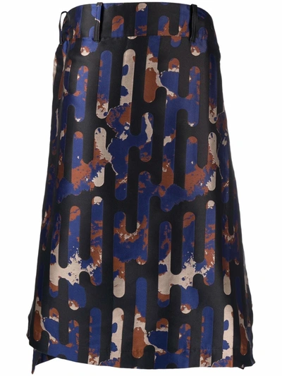 Y-3 Abstract-print A-line Skirt In Multi