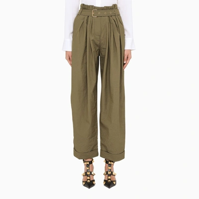 Balmain Olive Green Six-pockets Trousers