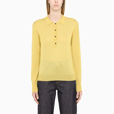 Roberto Collina Yellow Merino Wool Long-sleeved Polo Shirt
