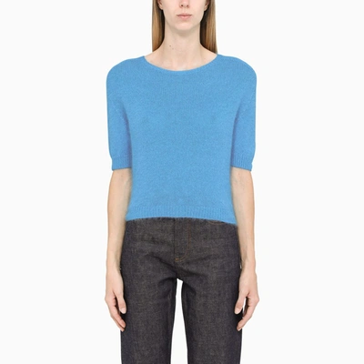 Roberto Collina Turquoise Short-sleeved Jumper In Light Blue