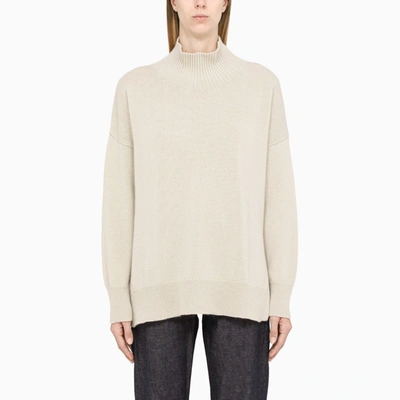 Roberto Collina Beige Wool And Cashmere Turtle Neck Jumper In White