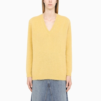 Roberto Collina Yellow V-neck Jumper