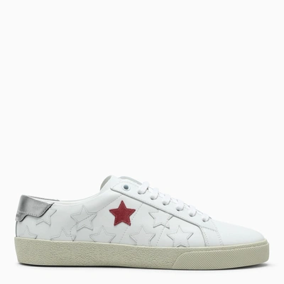 Saint Laurent White Low Trainers With Silver Bead In Multicolor