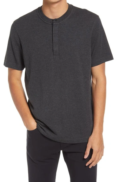 Theory Edson Regular Fit Henley Tee In Charcoal Heather